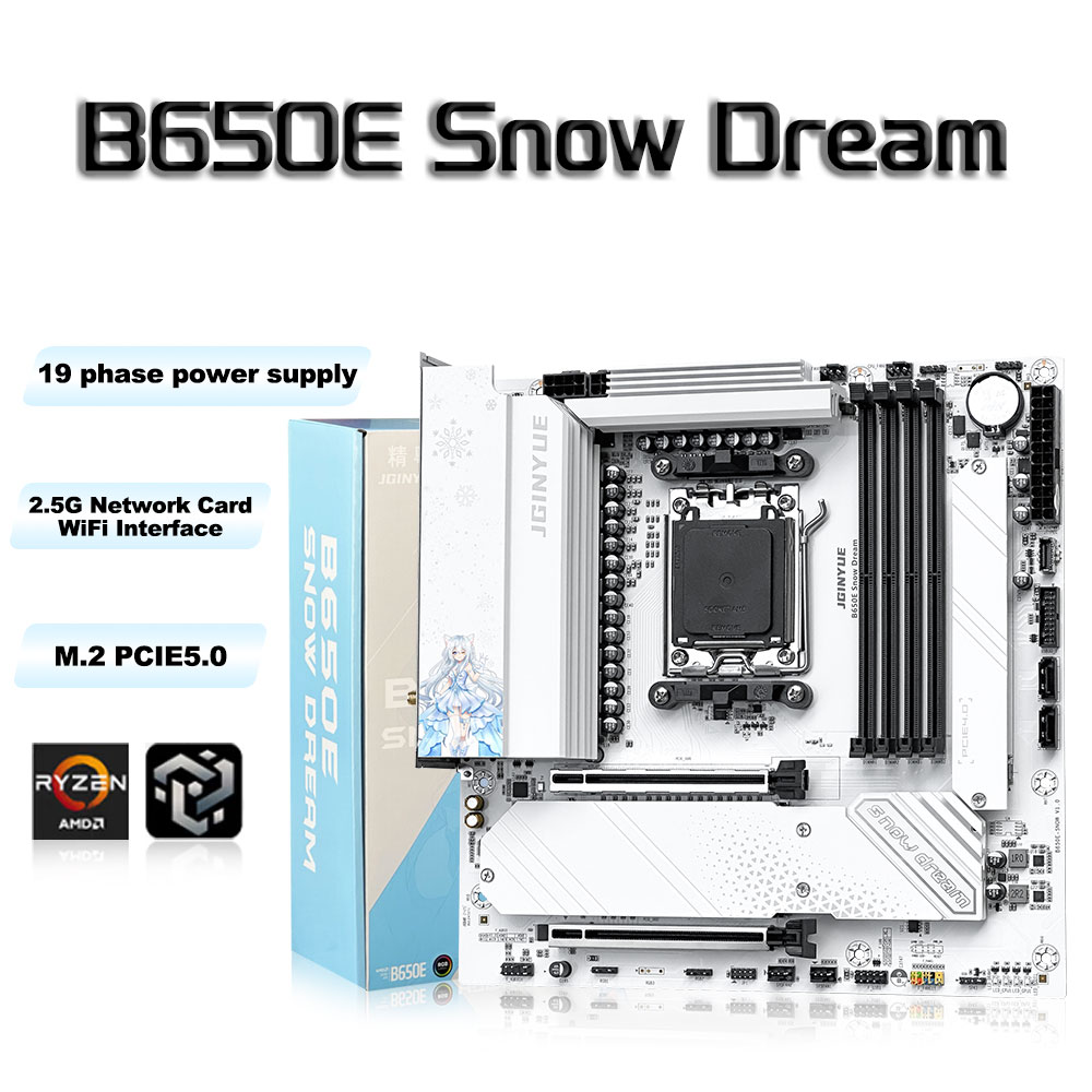 لوحة أم JGINYUE B650E Snow Dre - مراجعة Am5 Micro Atx Pcie 5.0 Motherboard وسعره